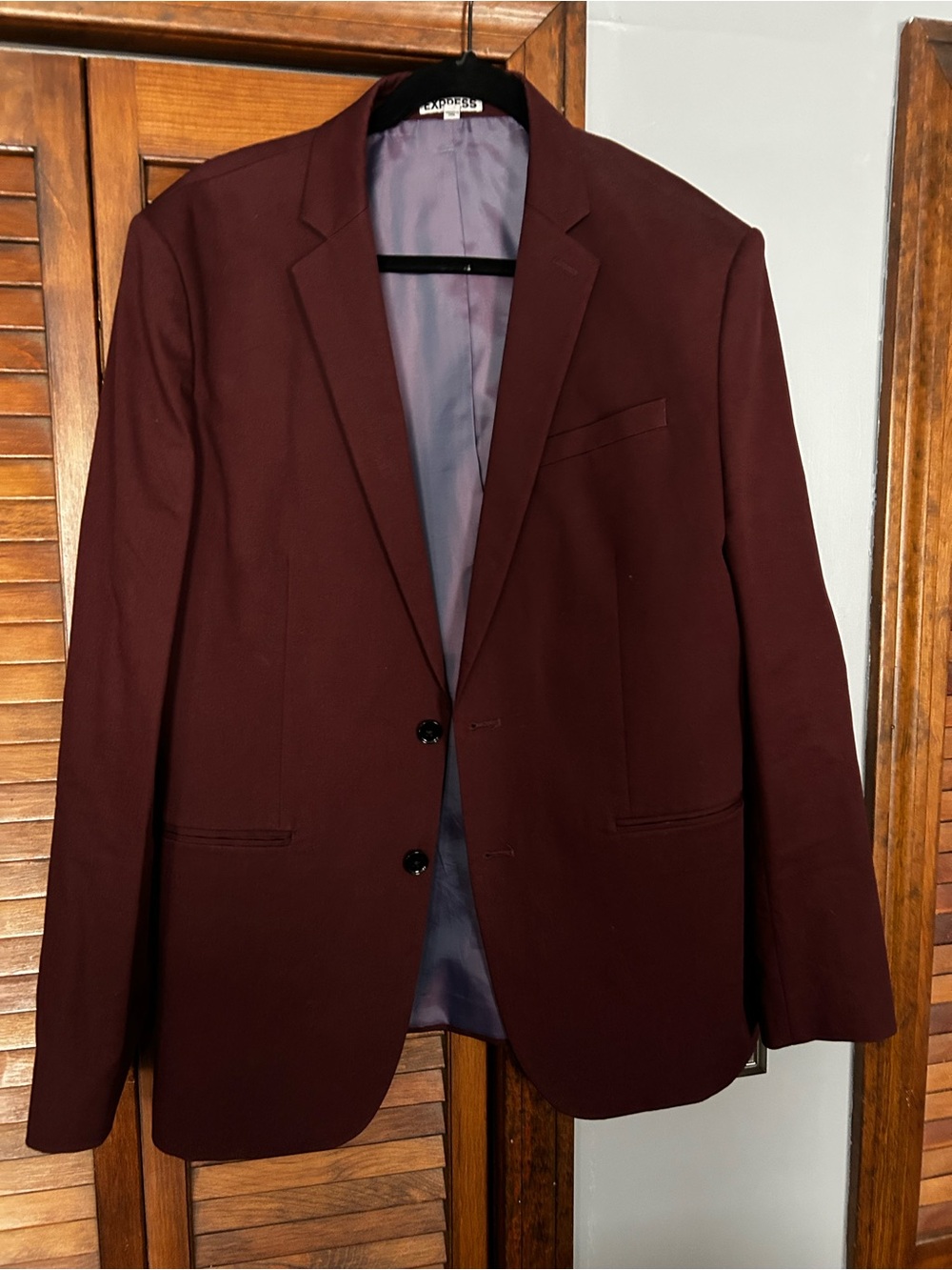 Express Men's Wine Burgundy Blazer - Two-Button Sport Coat